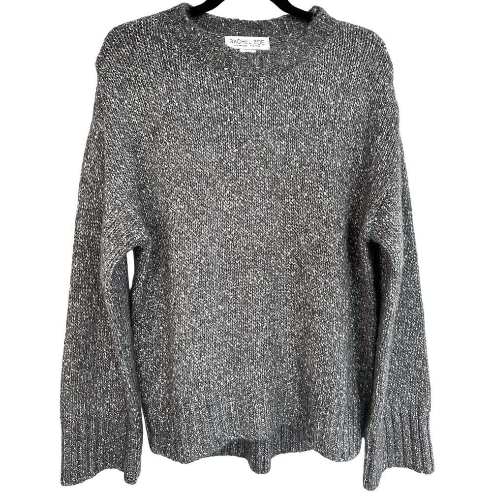 Rachel‎ Zoe Grey Knit Crewneck Sweater XS Wool Blend Chunky Soft Oversized NWOT